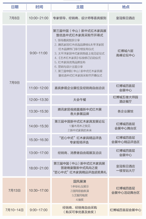 第三届新中式红木家具展活动流程一览