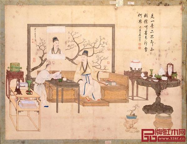 宫廷画家丁观鹏所绘《是一是二图》