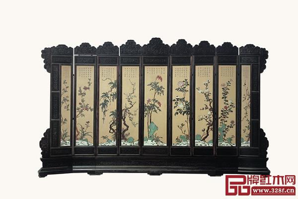 紫檀百宝嵌大围屏