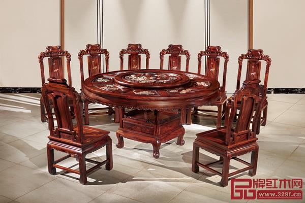 無名红木黑酸枝精品《荷韵系列圆台》 無名红木黑酸枝精品《荷韵系列圆台》